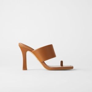 Zara heeled leather sandal with padded strap